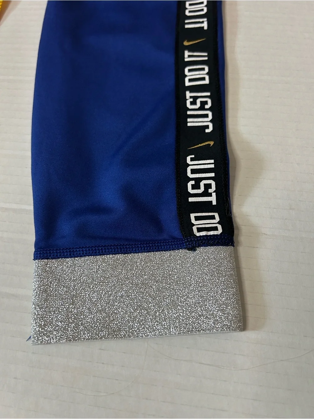 Nike One Icon Girls' Medium Royal Blue Athletic Leggings, Side 'Just Do It' Tape